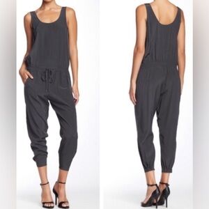 Vince Round neck size 4 black jumpsuit, two side pockets , drawstring, jogger